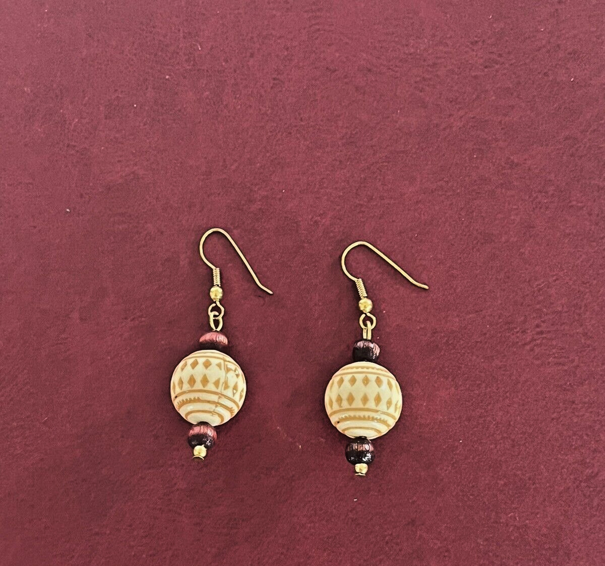 Vintage Artisan Handmade Decorated Beaded Dangle/Drop 2″ 1/4″ Boho