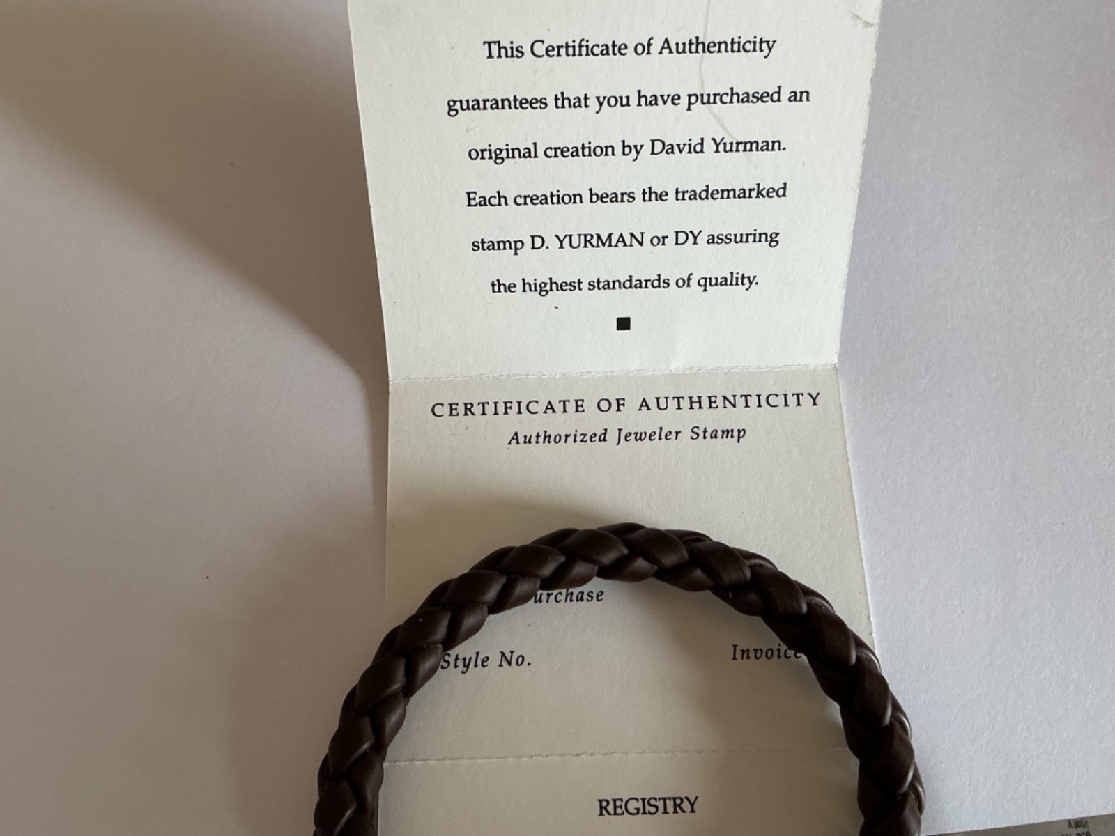 DAVID YURMAN BRACELET WAVES CLASP BRAIDED RUBBER-LARGE 8.5″-AUTHENTIC