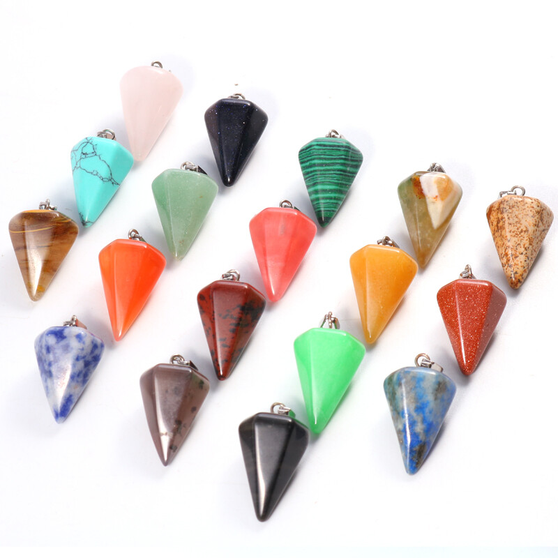Natural Quartz Hexagonal Stone Pendant Healing Reiki Crystal Pendants 15pcs