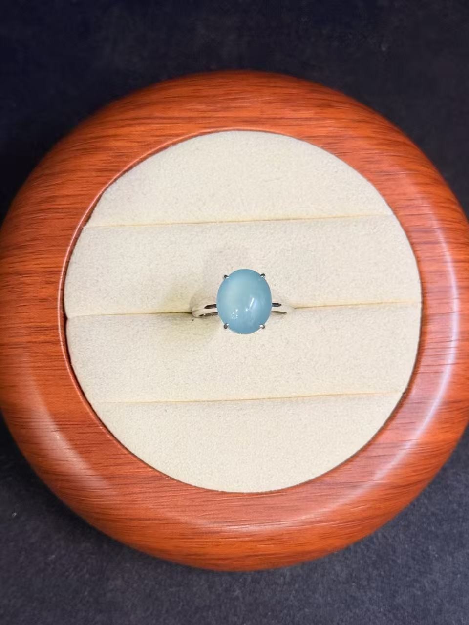 Top Natural sky blue jadeite ring