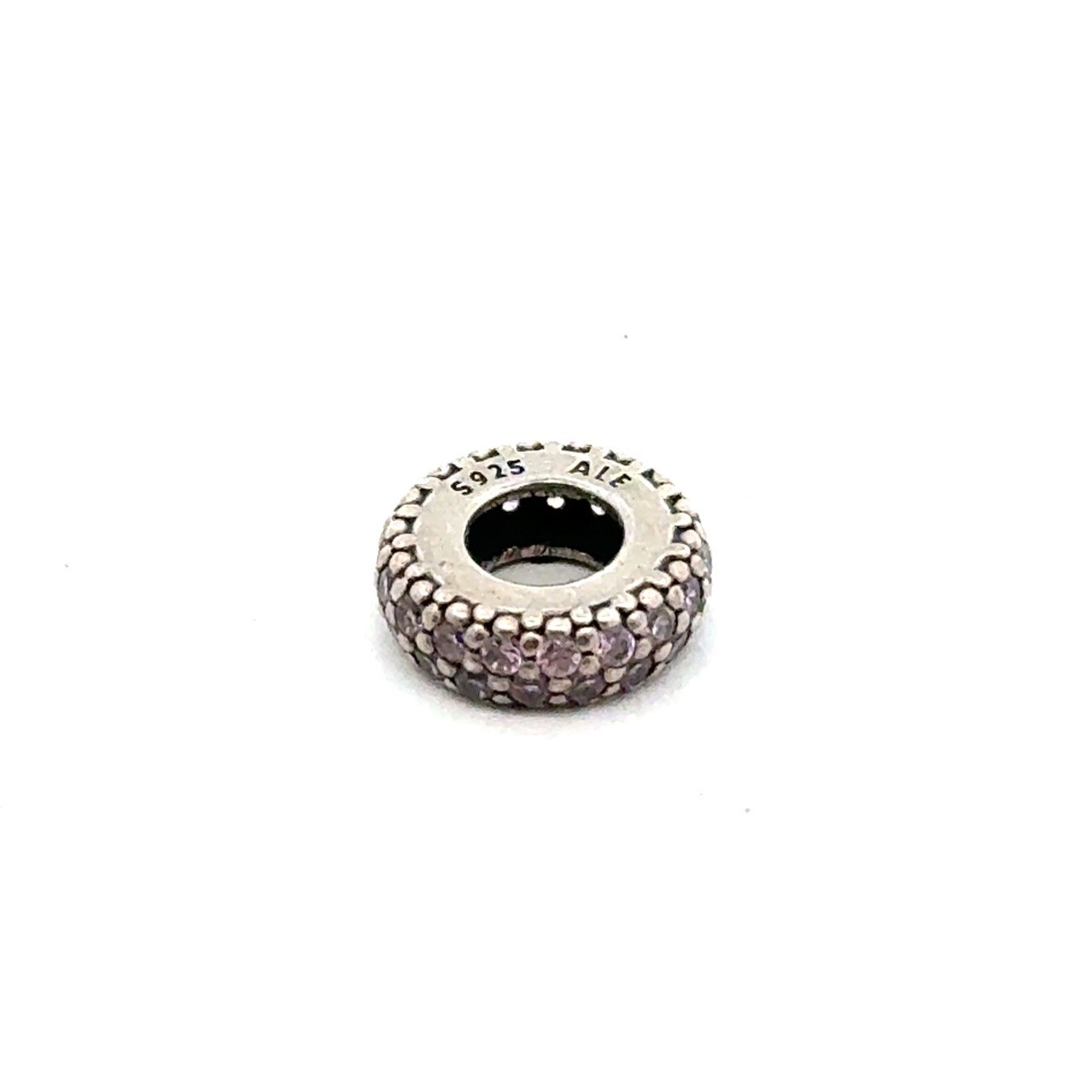 Pandora ALE 925 Sterling Silver Pink CZ Pavé Stone Spacer Charm, 1.0g