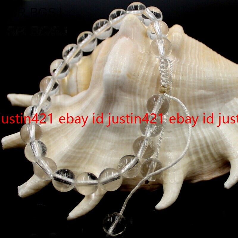 Handmade 8/10mm Round Braided Macrame Gems Adjustable Tie Jewelry Bracelet 7.5″