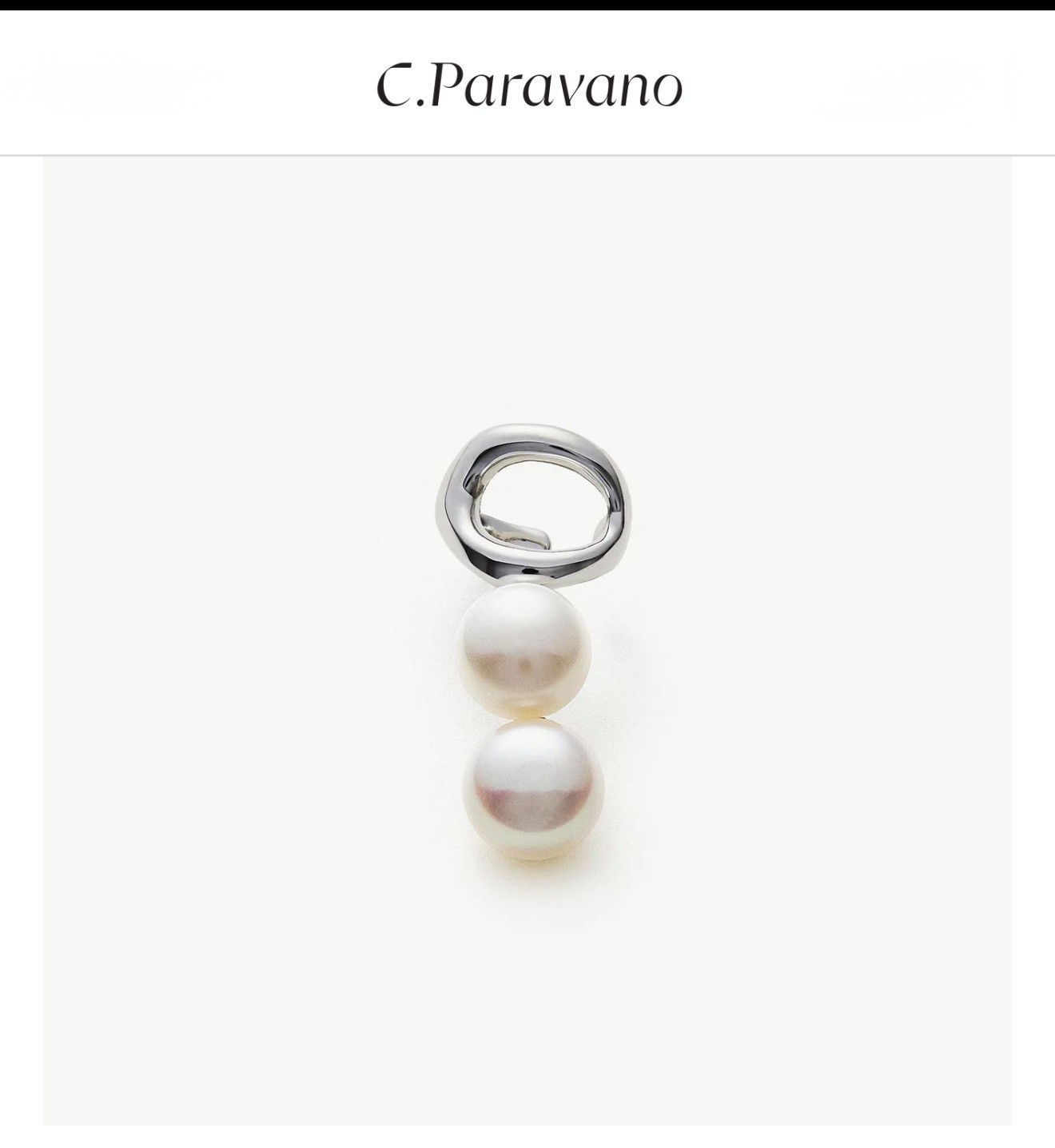 Silver Double Pearl ear cuff, designer stamped in original box – Charity DS31