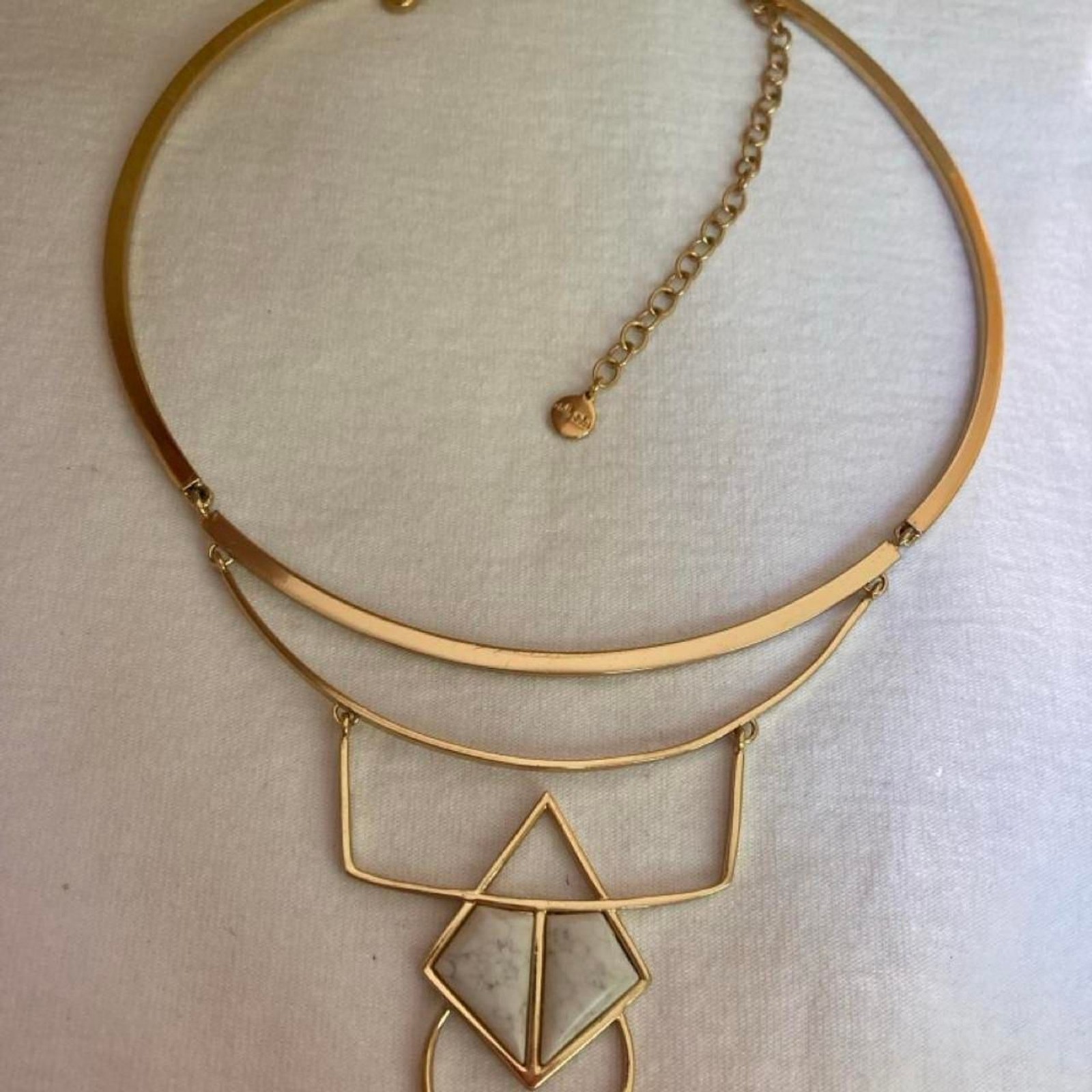 Stella & Dot Gold tone geometric collar necklace with layered design