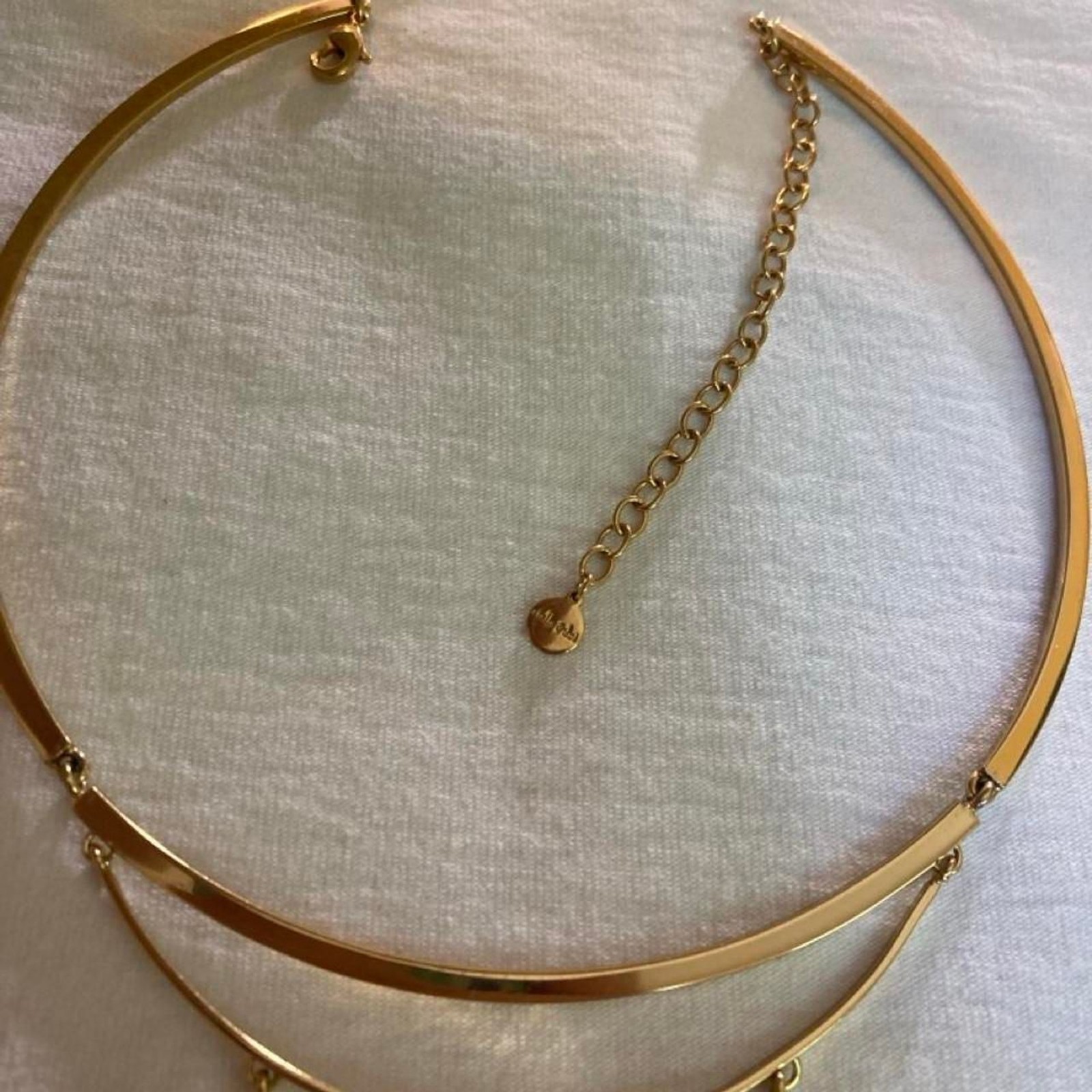 Stella & Dot Gold tone geometric collar necklace with layered design