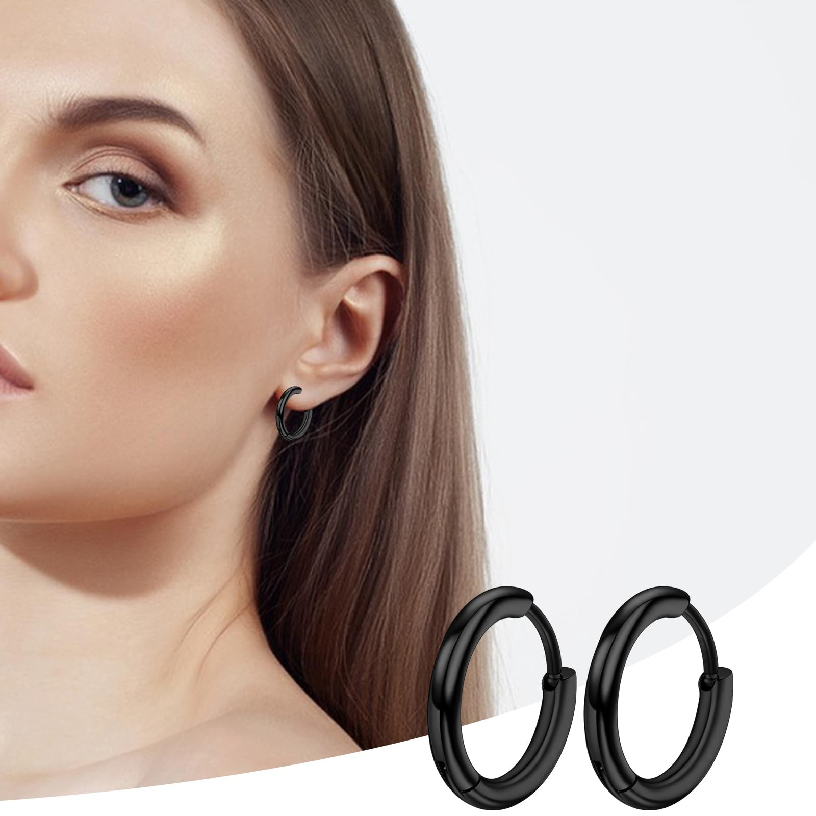 4 Pairs Hoop Earrings for Men 316L Surgical Steel Hoop Earrings 8mm 10mm 12mm…