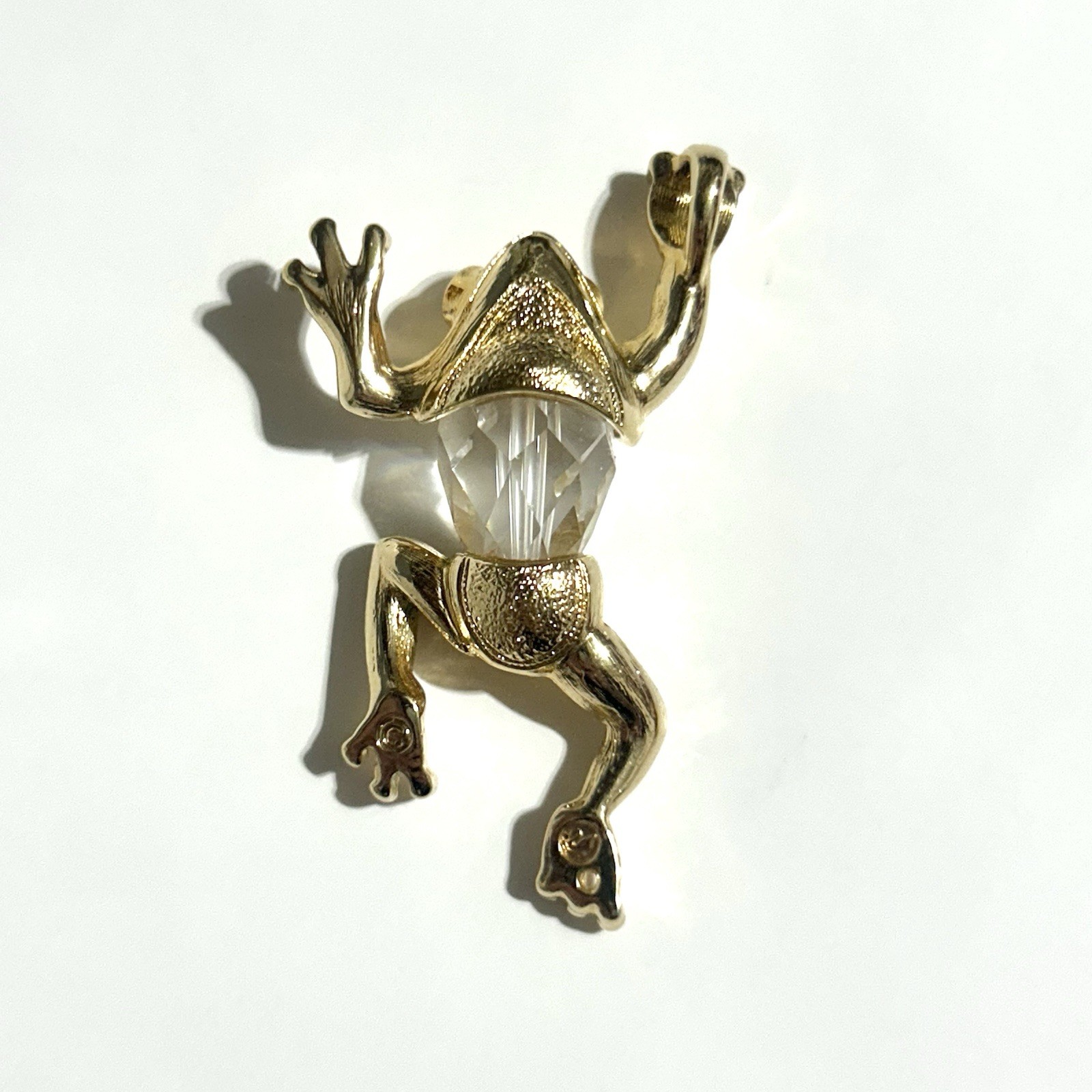 Rare Swarovski Gold Tone / Crystal Frog Pendant – 2 1/8 in – Beautiful Condition