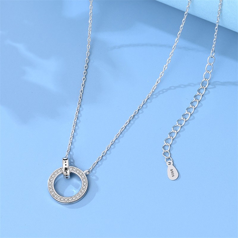 PANDACH Sterling Silver Circles Necklace For Women Dainty Simple Trendy Necklace