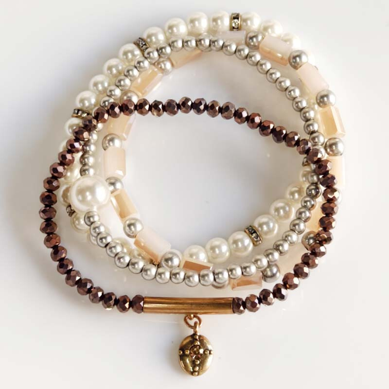 4pcs Chicos Beads Stackable Stretch Bracelet Retro Women Party Vacation Jewelry