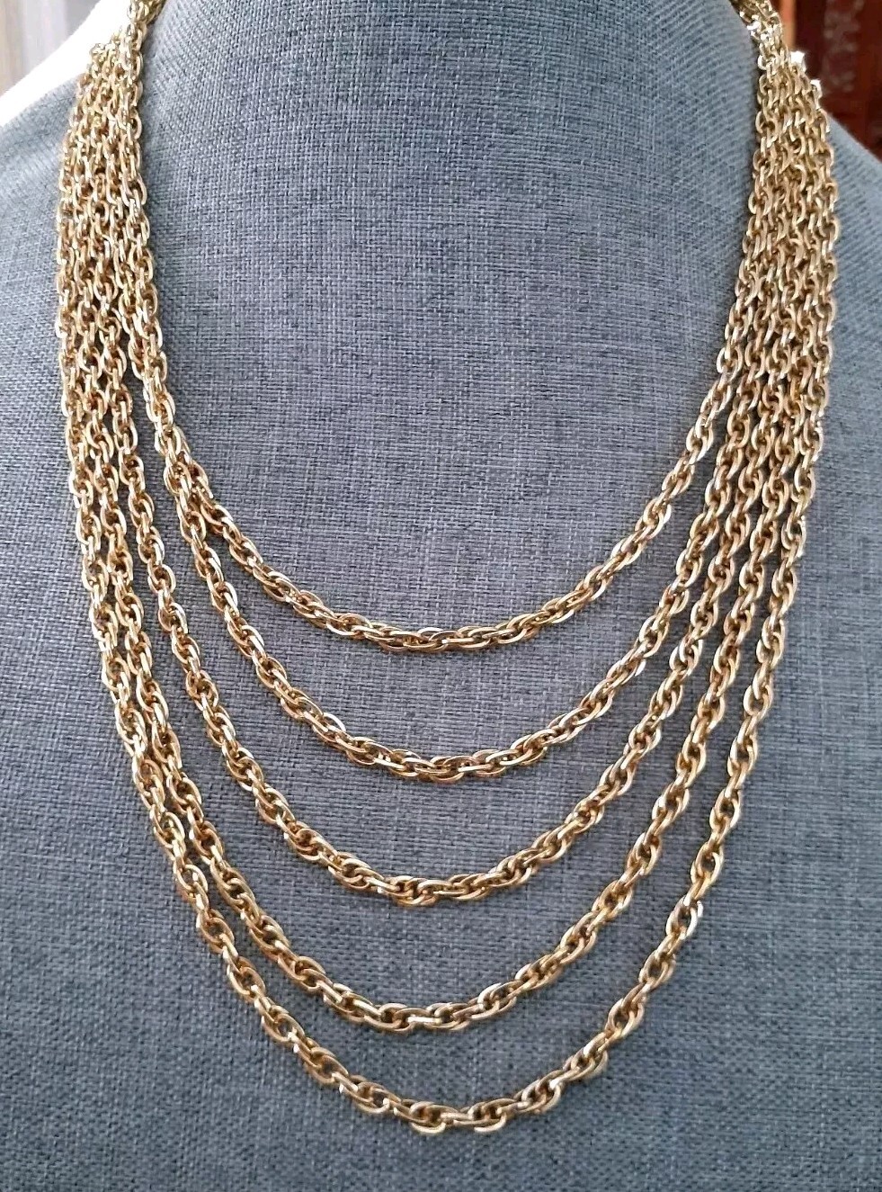 Taylor LTD Gold tone Multi chain Layered Waterfall Necklace