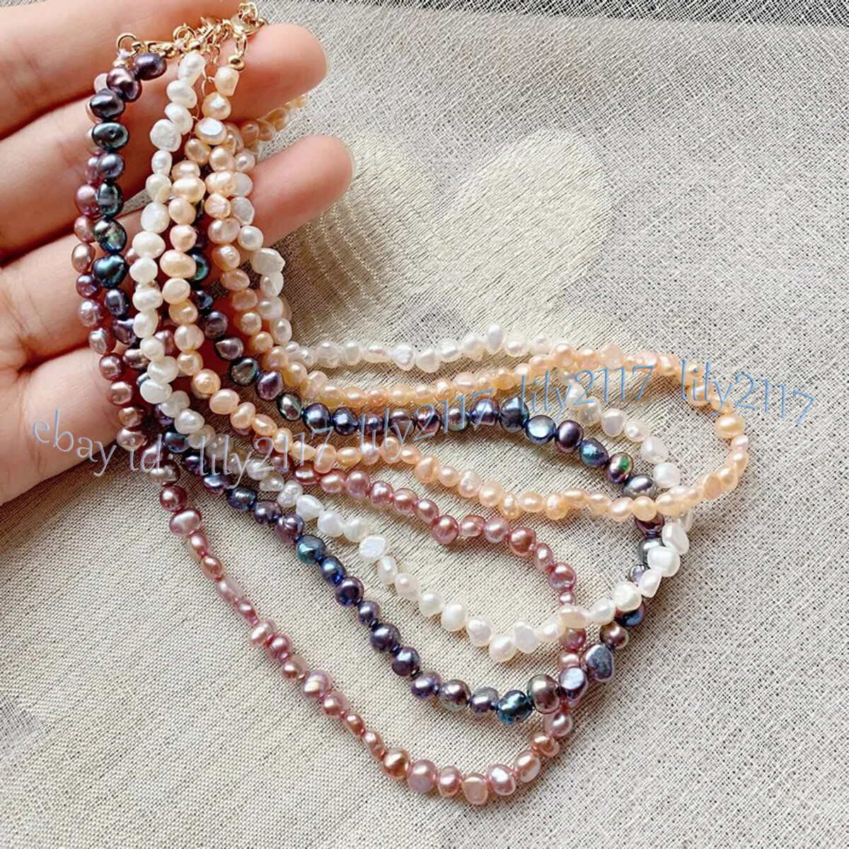 Small 4-5mm Genuine Natural Multicolor Freshwater Baroque Pearl Necklace 14-48”