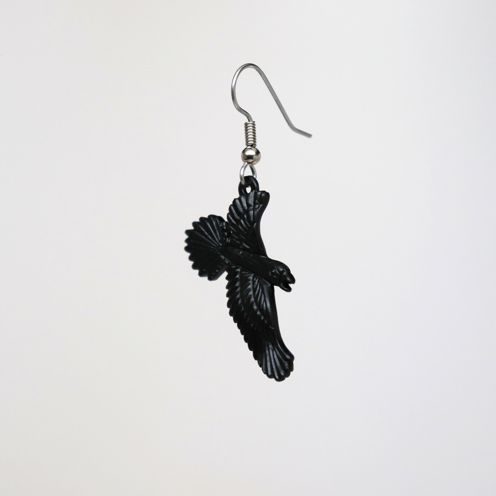 Gothic Black Raven Black Crow Dangle Earrings #1053