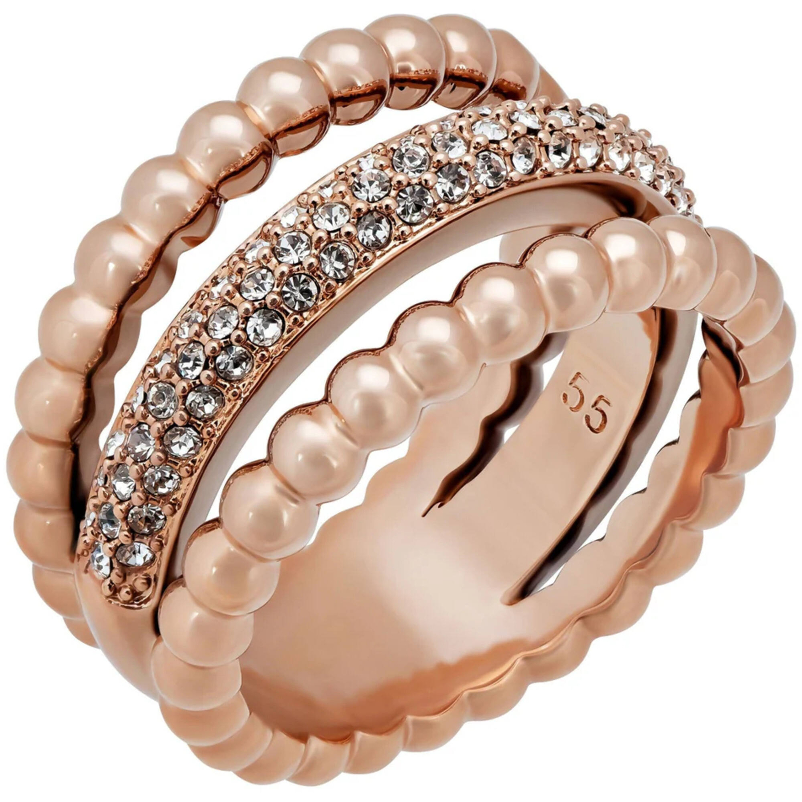 Swarovski Women’s Ring Click Crystals and Bubble Triple Strand, Size 7 5143793