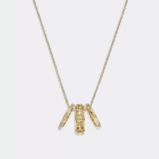 NWOT Coach Signature Metal Openworks Necklace Gold Tone