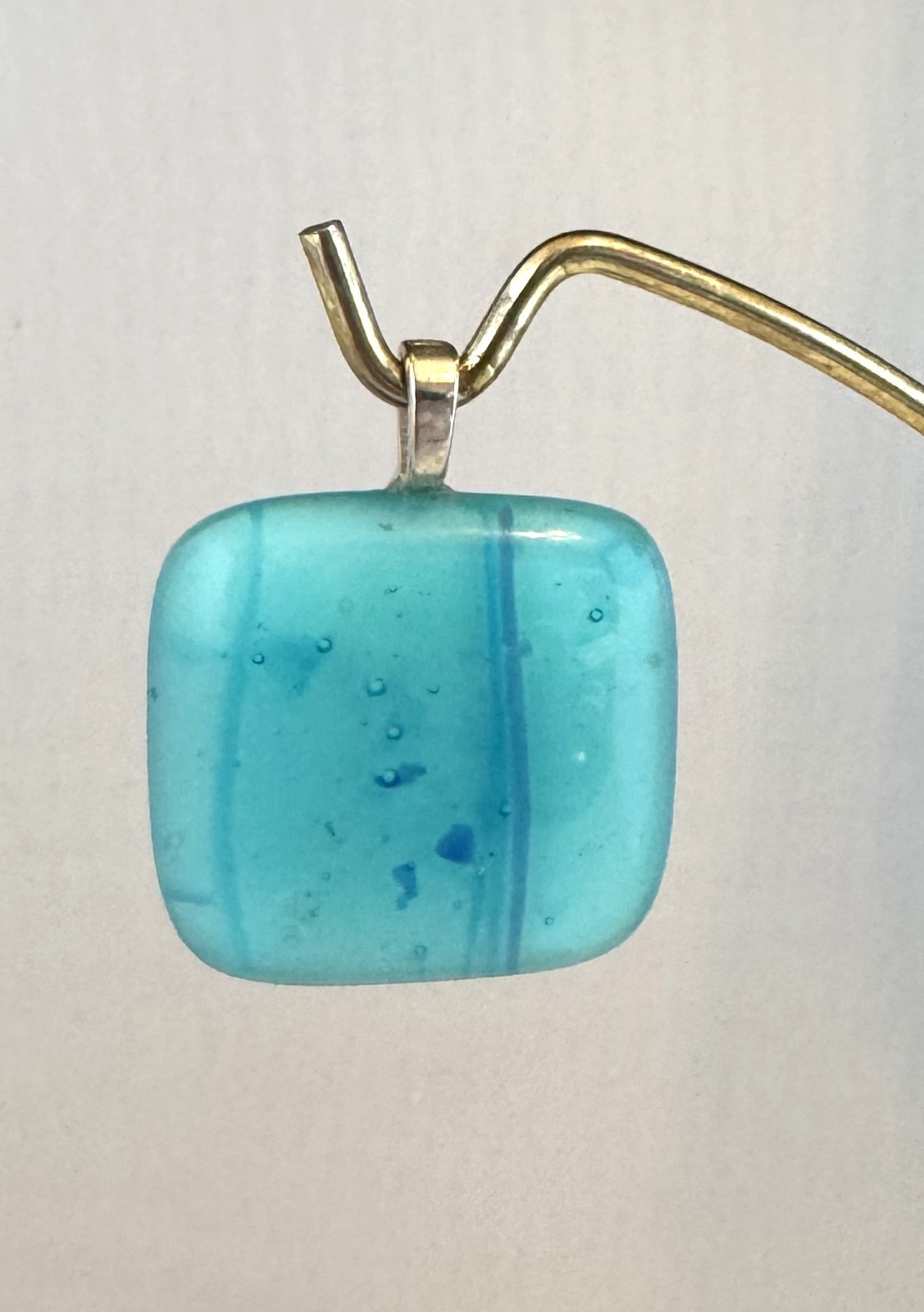 Beautiful Vintage Blue square acrylic resin Pendant Charm 1.5″