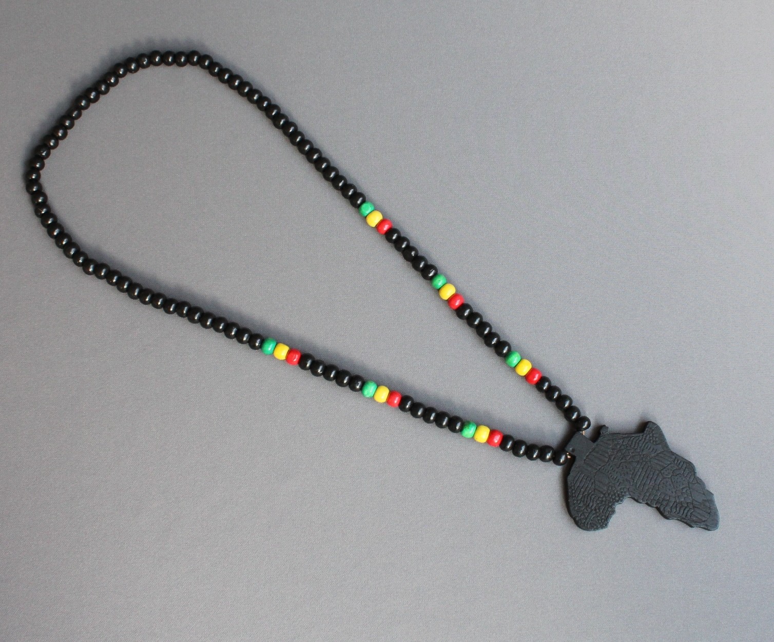 Black wooden africa pendant necklace beads chain african map continent wood long