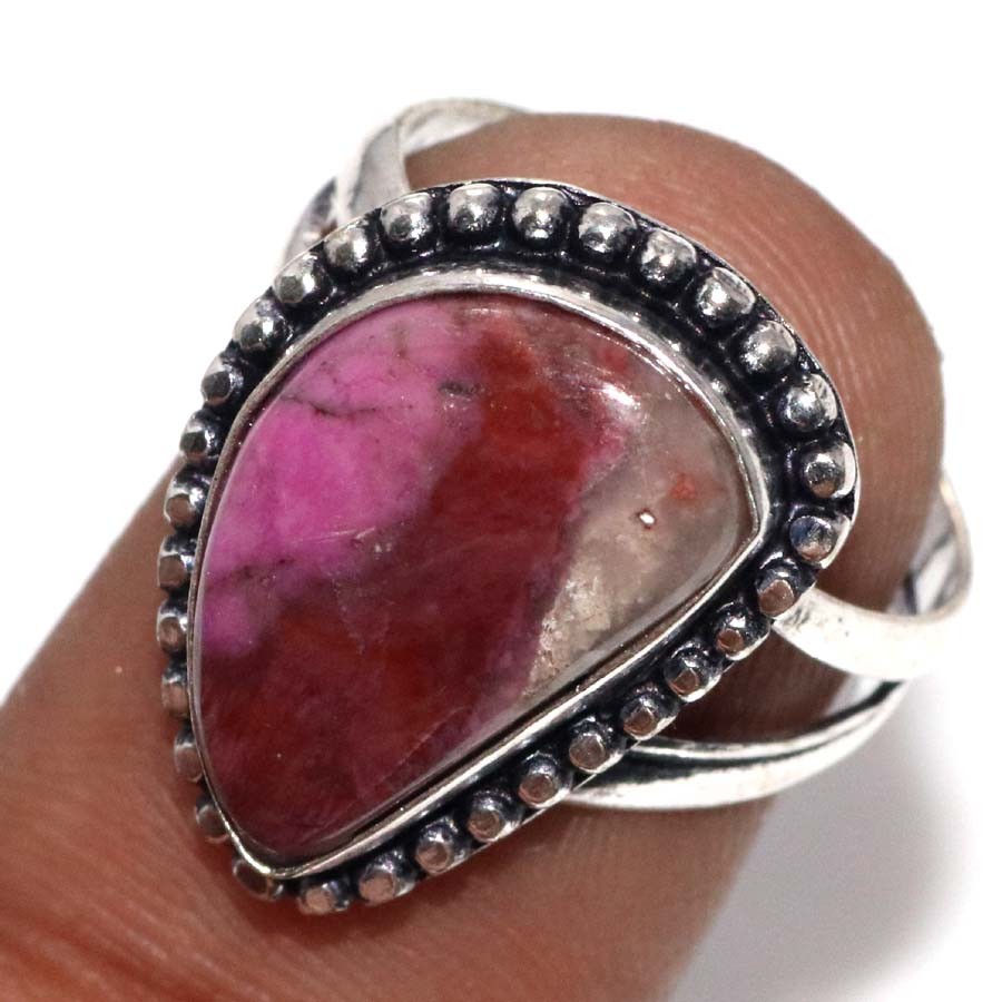 925 Silver Plated Cobalt Calcite Ring US 8 Premium Design Most Beautiful JW