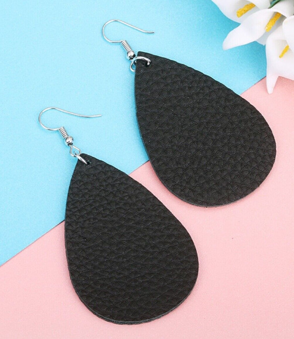 PU Leather Teardrop Earrings – Beautiful Colors – Great Gift Idea