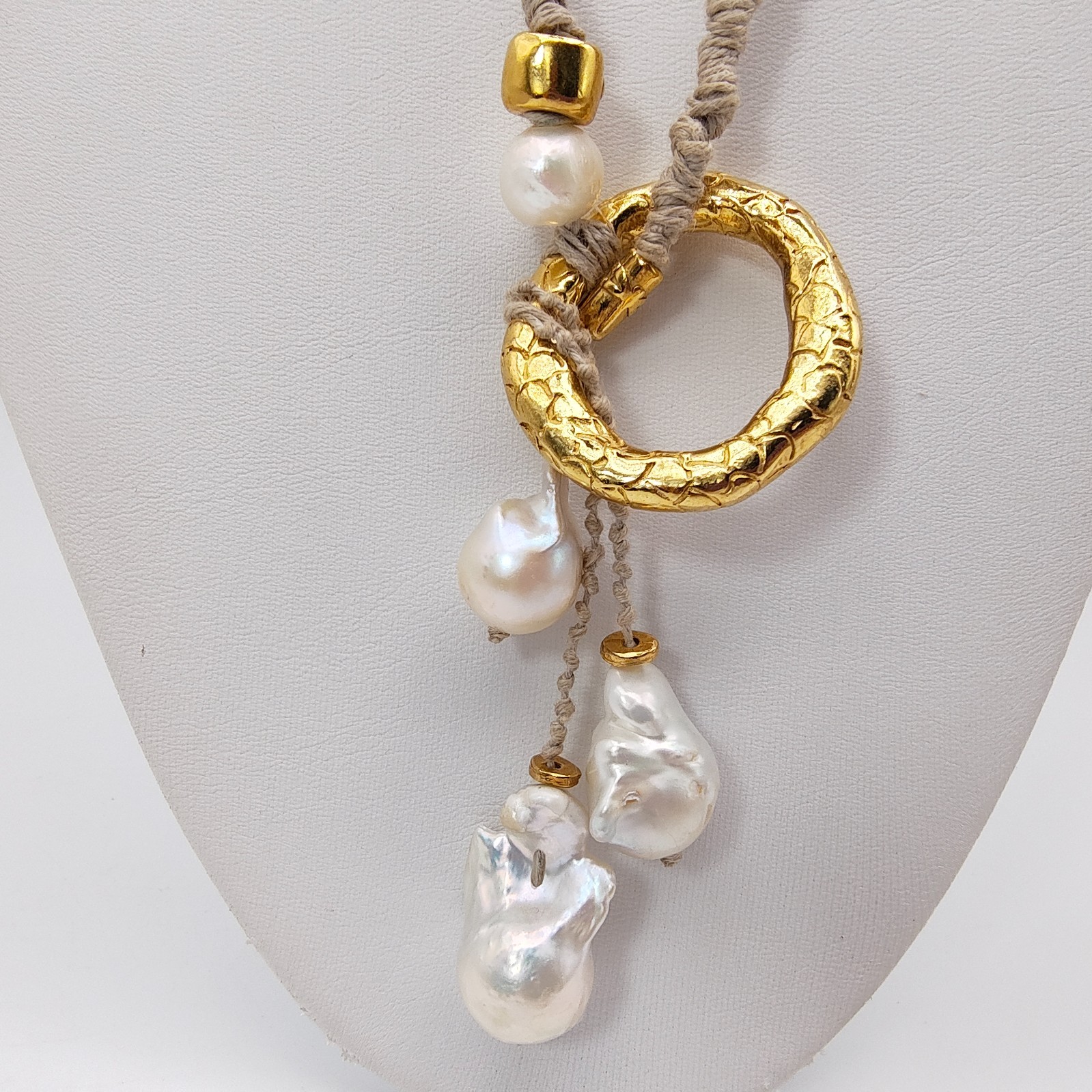 Velatti Convertible Toggle Necklace Cultured Baroque Pearl 18K Gold Plated Spain