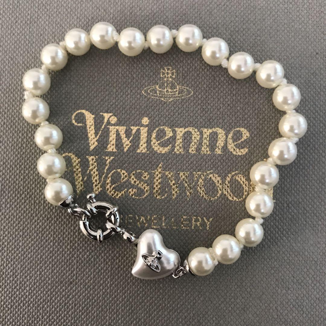 Vivienne Westwood Bracelet Pearl Heart Silver NO BOX [EJ921