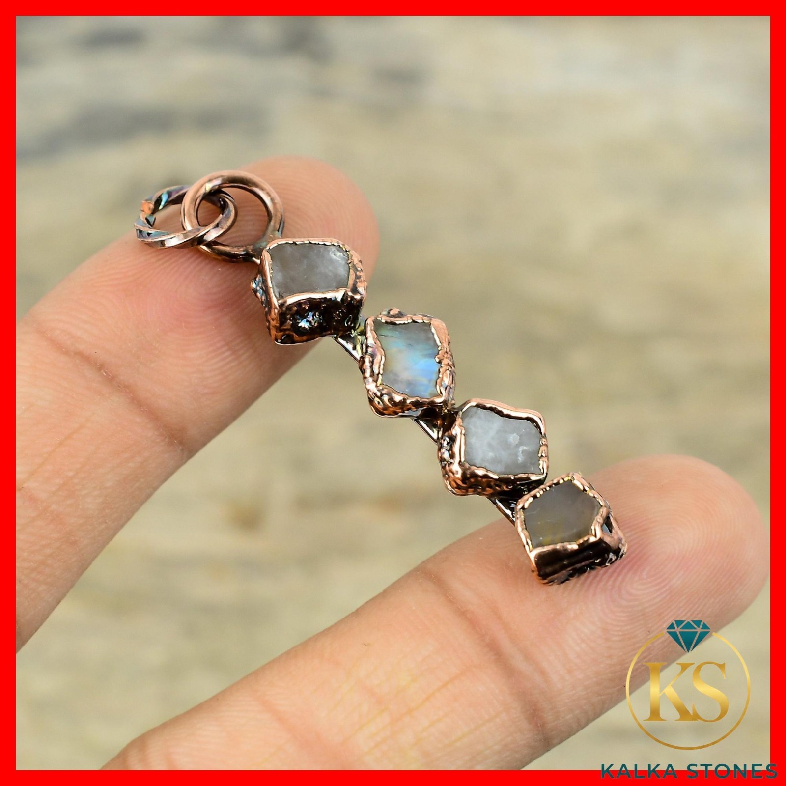 Copper Labradorite Rough Gemstone Electroformed Third Eye Chakra Wedding Pendant