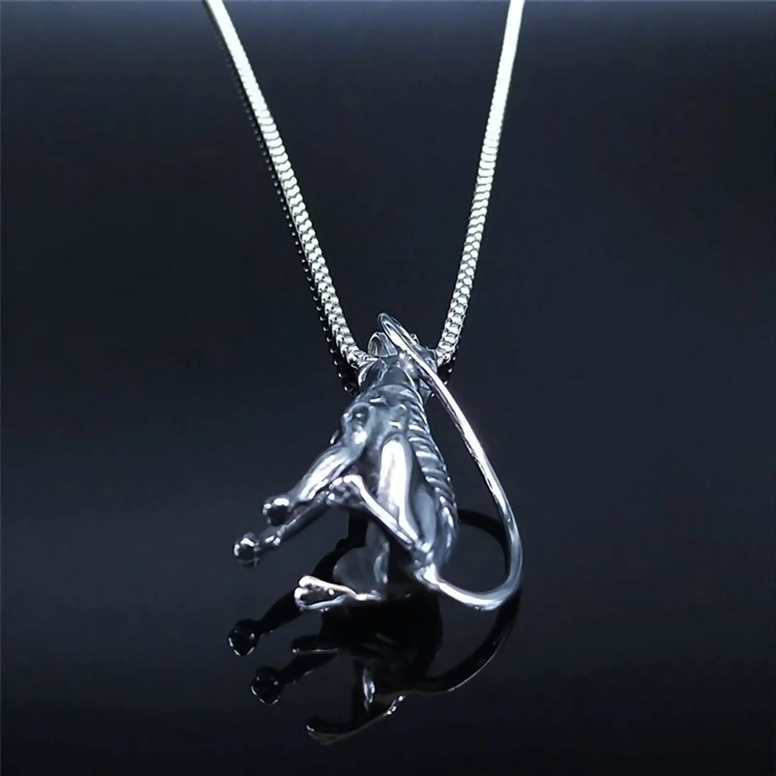 Sphinx Cat Necklace 316L Stainless Steel Egyptian Style Feline Bastet Pendant