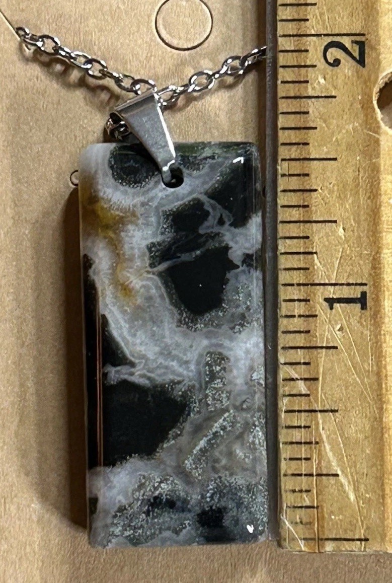 D381. Old Rainbow sea sediment Jasper Pendant Necklace chakra