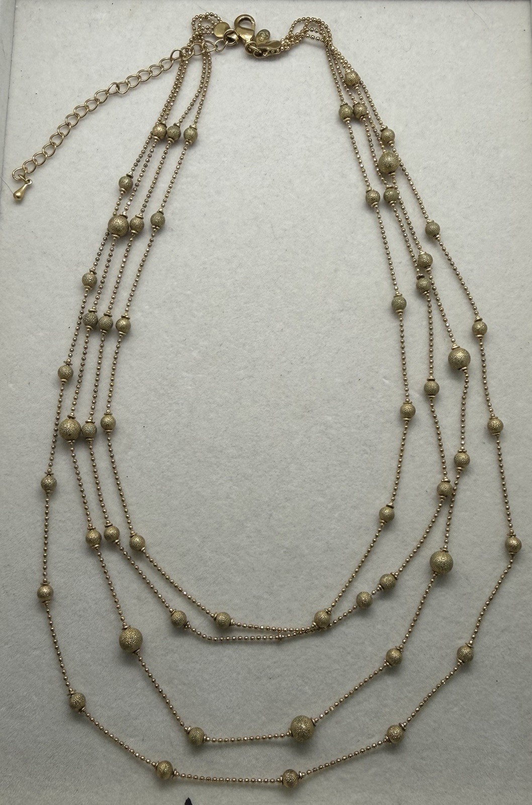 Vintage Gold Tone Multi Strand Layered Beaded Station Chain Adjustable Lobste