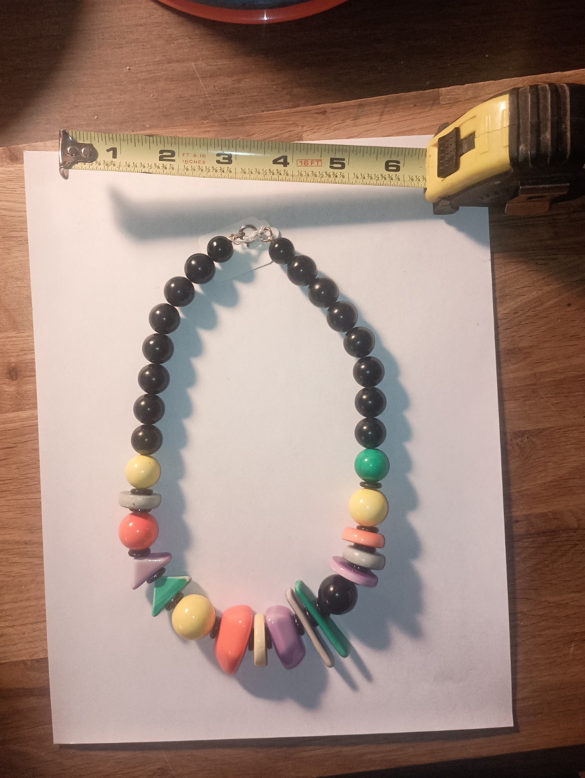 Vintage 1980s New Wave Memphis Style Geometric Acrylic Bead Statement 18 in