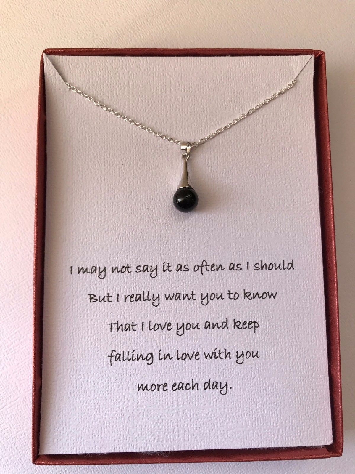 Silver Plated Natural Red/Black Stone Drop Pendant Necklace
