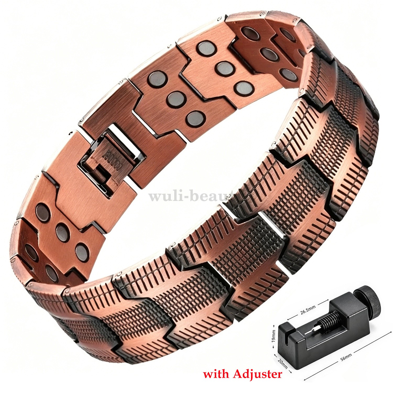 100% Pure Copper Magnetic Bracelet for Men Magnets Adjustable with Sizing Tool