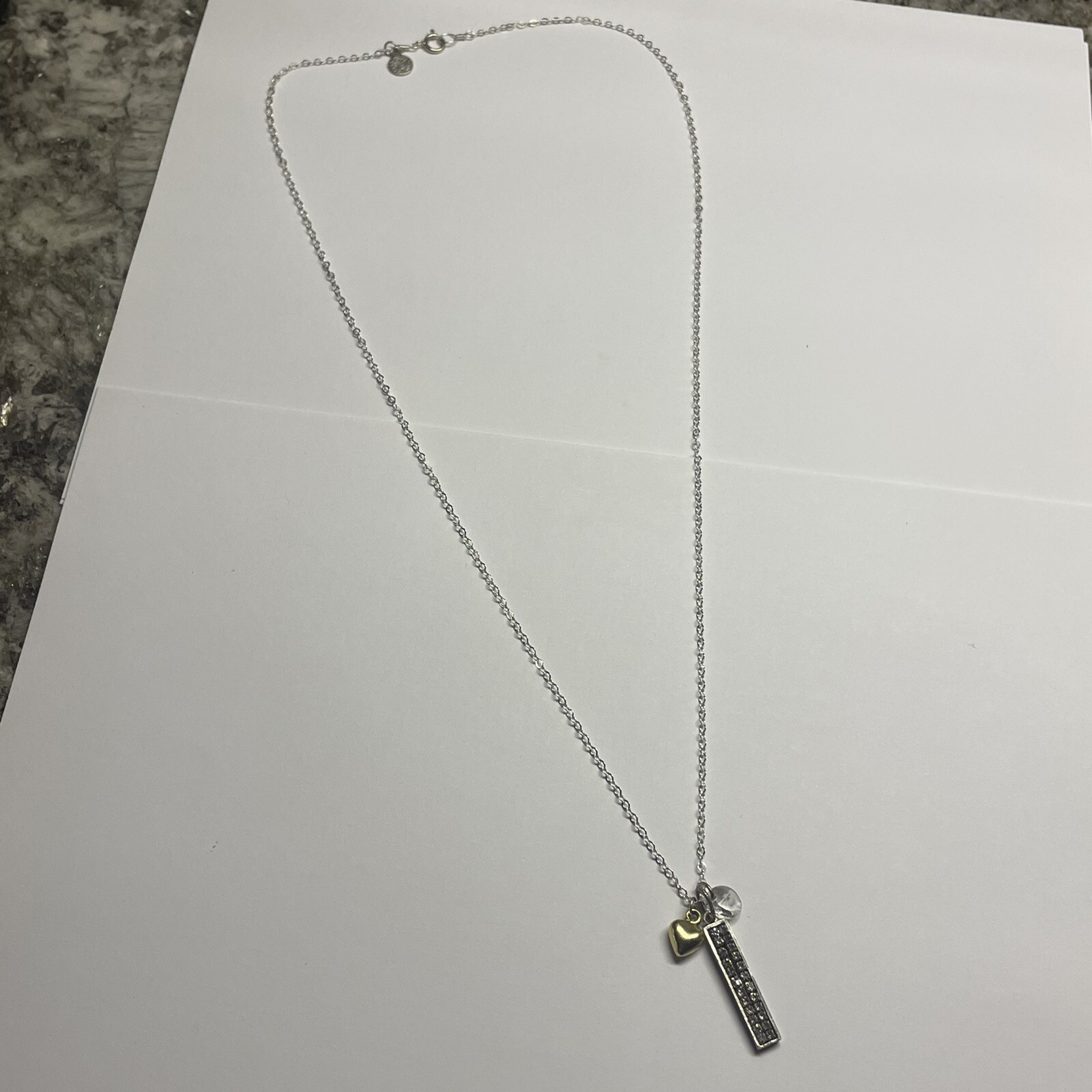 Women’s Costume Necklace Silver Tone Chain Rhinestone Pendant / Charms – 27 Inch