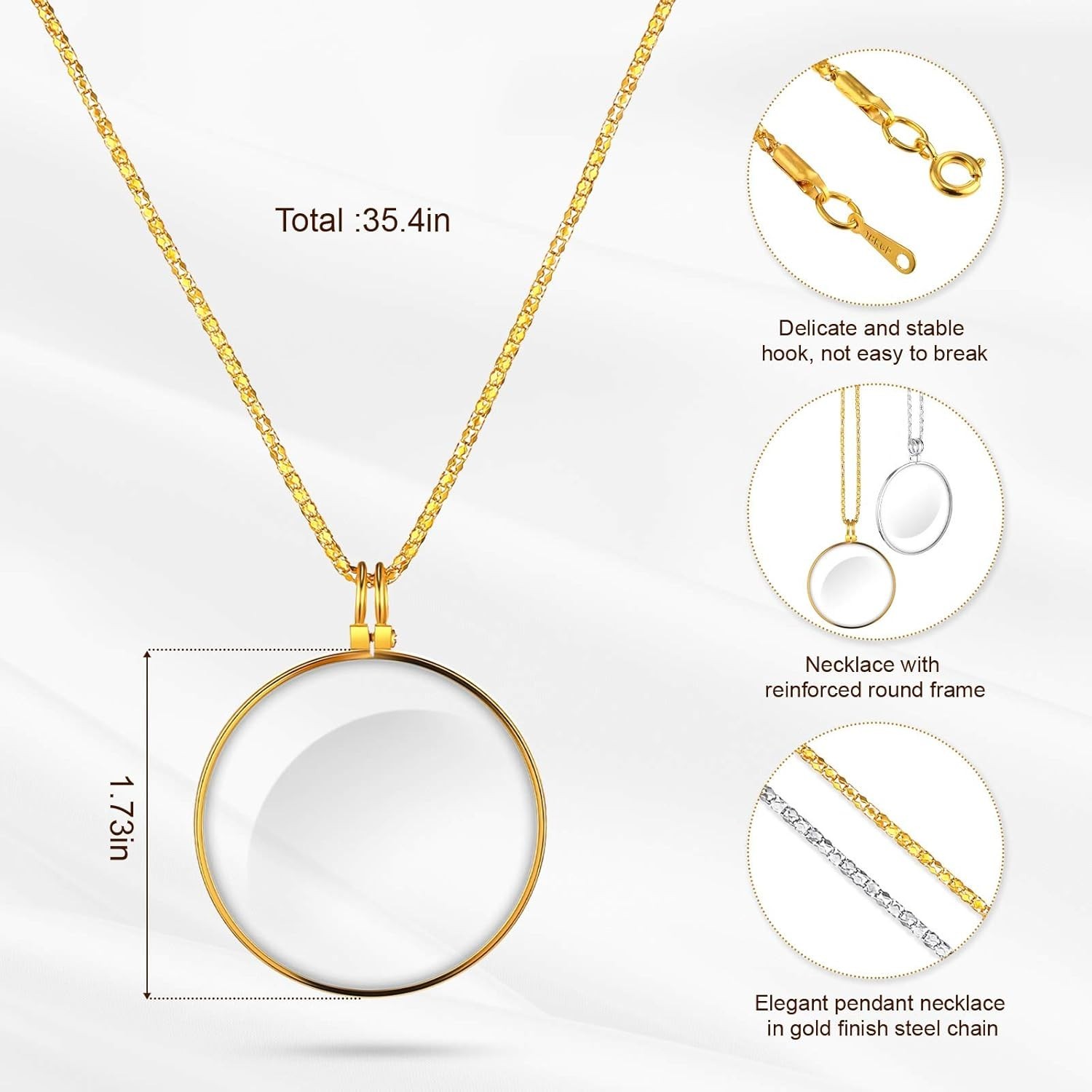 Stylish Magnifying Pendant Necklace for Reading – Ideal for Elderly and Crafters