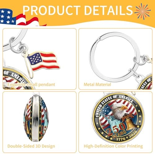 USA 250th Anniversary Merchandise Keychain, Commemorative Keychain, American