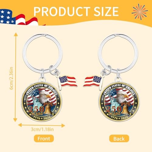 USA 250th Anniversary Merchandise Keychain, Commemorative Keychain, American