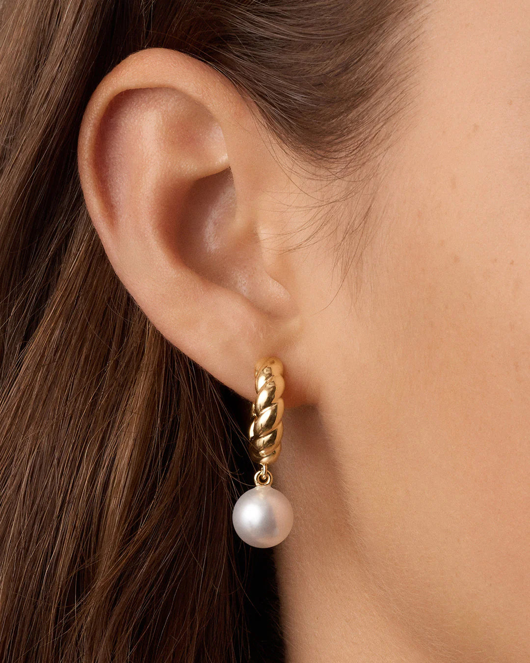 Gorjana Pearl Crew Hoops Earrings Brand New