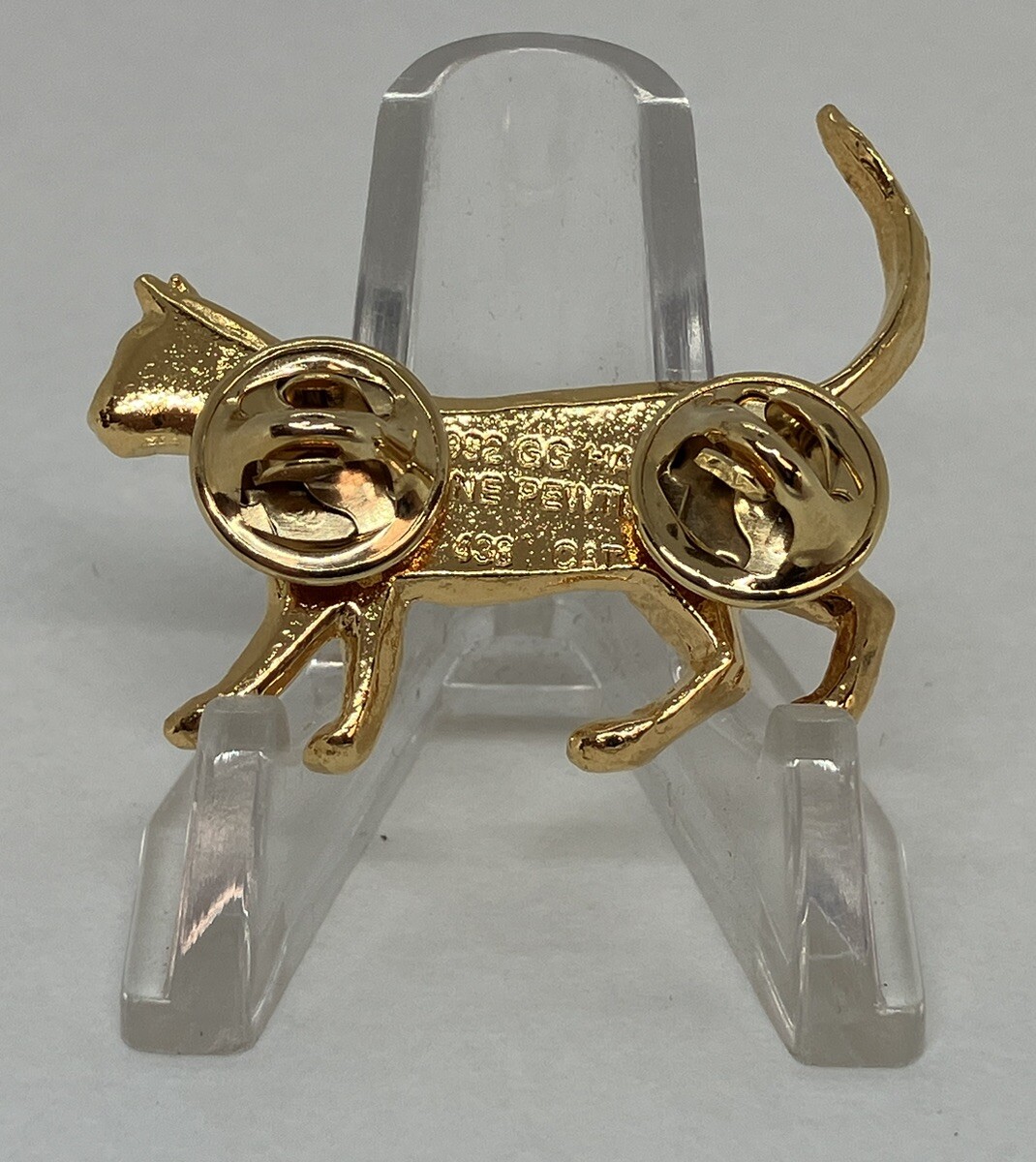 GG Harris Gold Tone Fine Pewter Cat Pin 438 (C) 1992 – (1A)