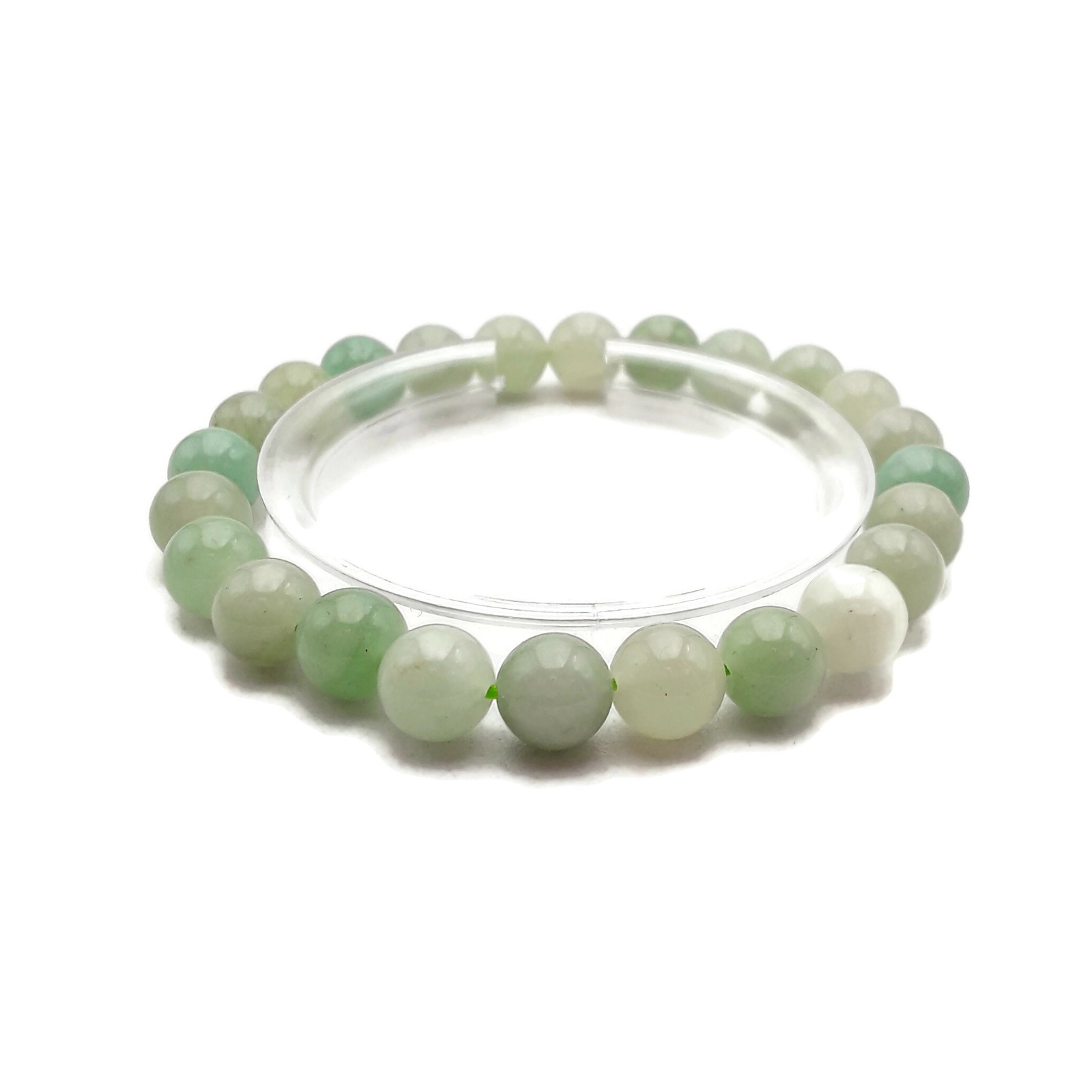 Multi-Green Aventurine Smooth Round Beaded Bracelet Size 8mm 10mm 7.5” Length