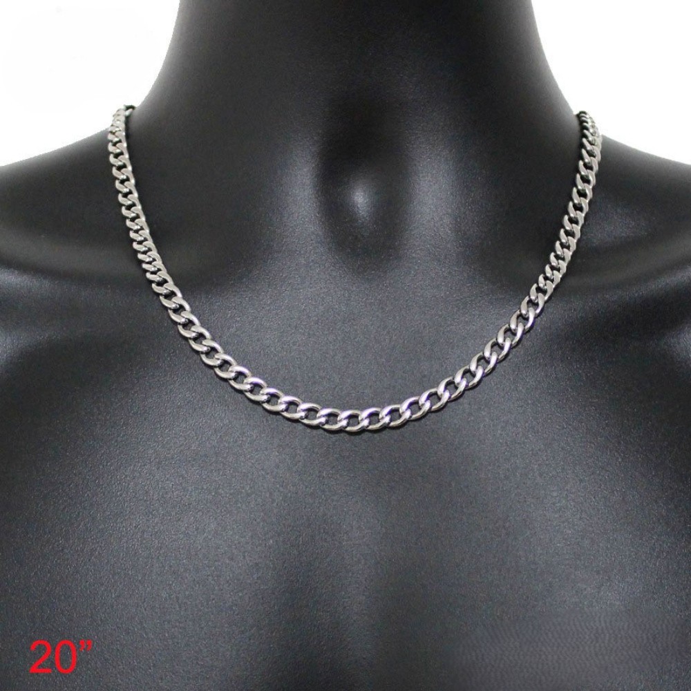 18″-32″ MEN Stainless Steel 3.5/5/6/7/8/10mm Silver Cuban Curb Chain Necklace