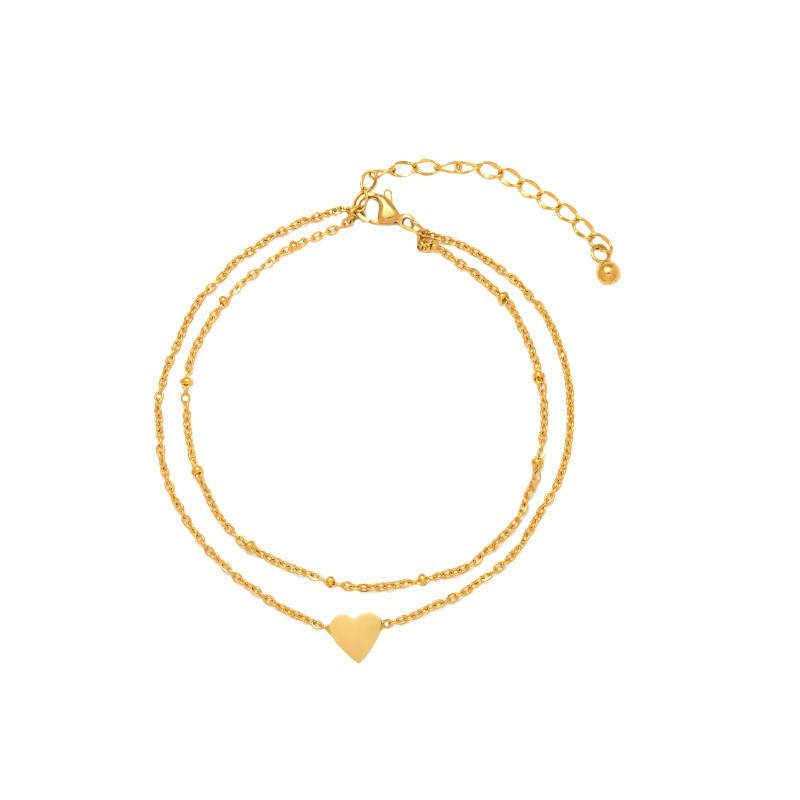 Women 8+2″ Stainless Steel Rose Gold Silver Heart Beads Anklet Chain Gift PE14