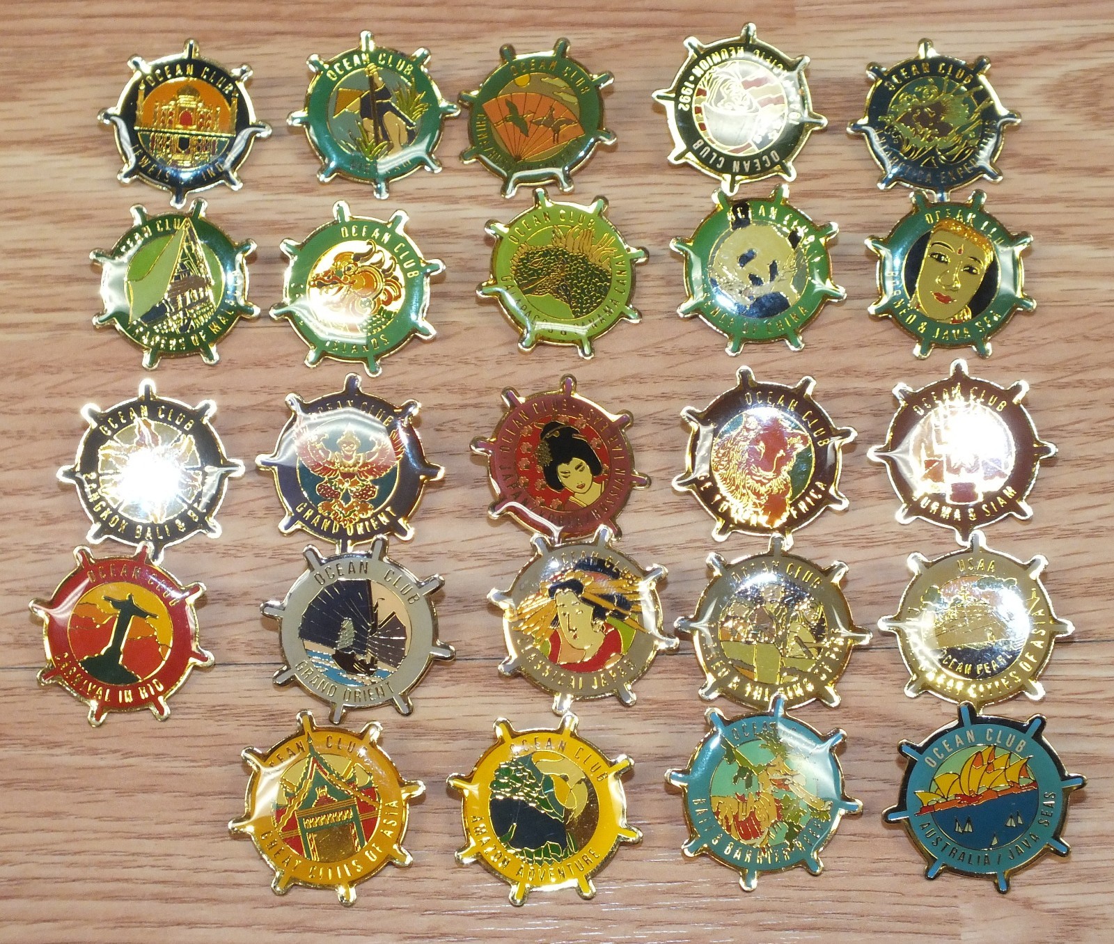 Individual Ocean Club Multi Country Collectible Ship Wheel Pin of Choice *READ*