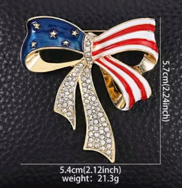 flag Bow pin brooch red Fashion jewelry FAST Free Ship