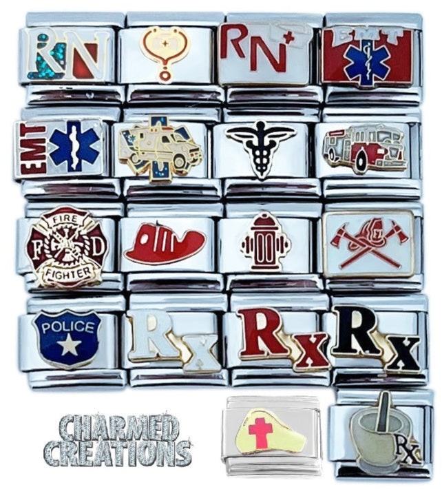 9mm Italian Charms Medical Occupation Jobs Nurse Police Firefighter Doctor EMT