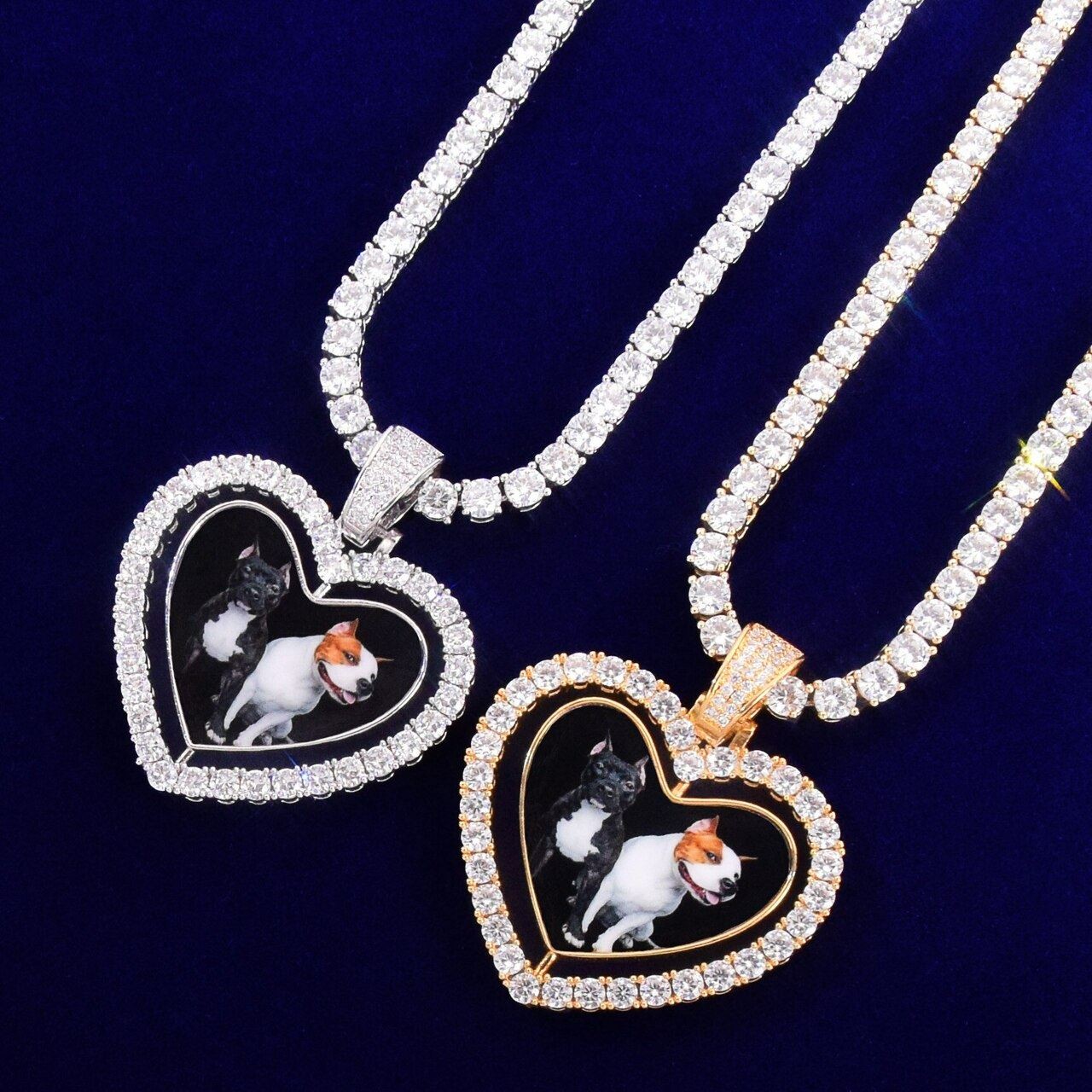 18k Silver Rose Gold Plated Custom Made Picture Double Sided Heart Necklace