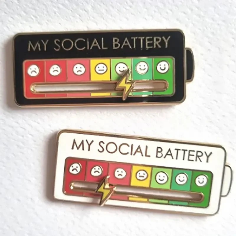 My Social Power Battery Brooch Social Power Enamel Badge Transform Mood Energy B