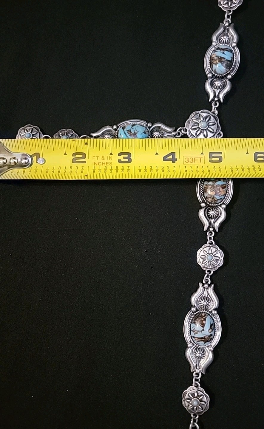 Turquoise Western style necklace Costume Jewelry Turquoise/silver V Neck Long