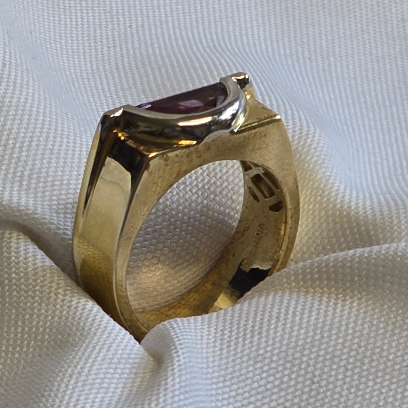 Sterling Silver Gold Vermeil Ring 9.61g Jewelry Size 10 Amethyst Color *READ*