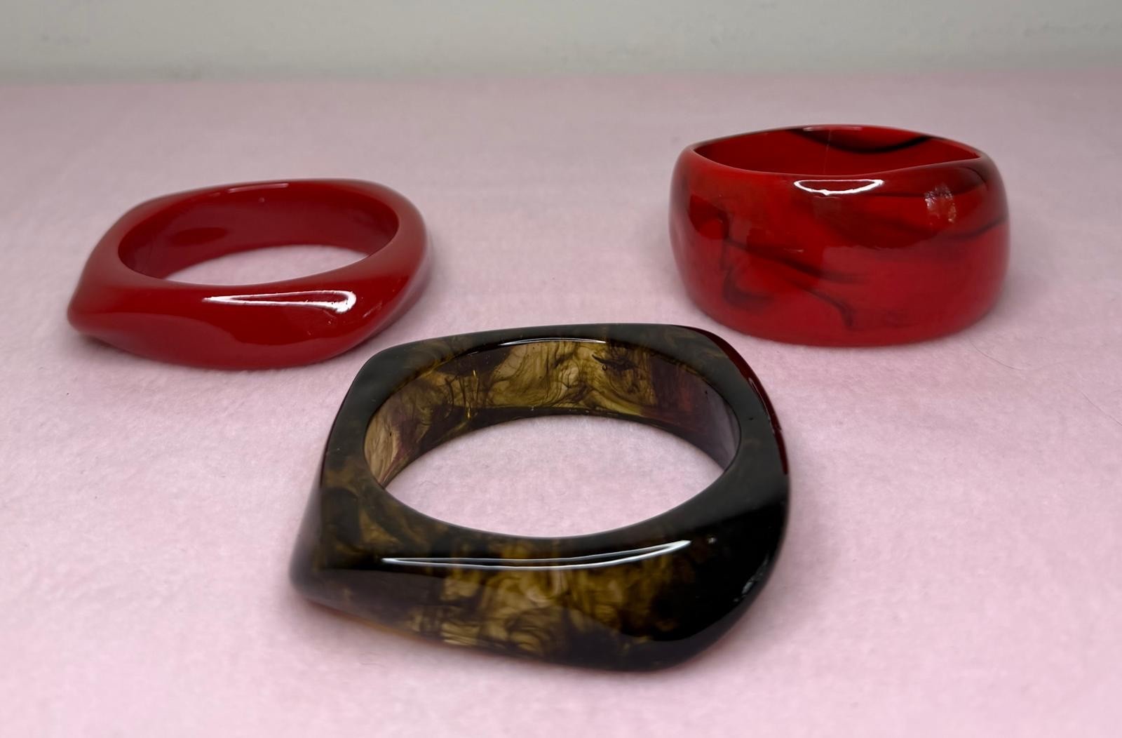 Red Bangle Bracelet Set – Chunky Stack, Bold Statement Bracelet Set, Y2K Fashion