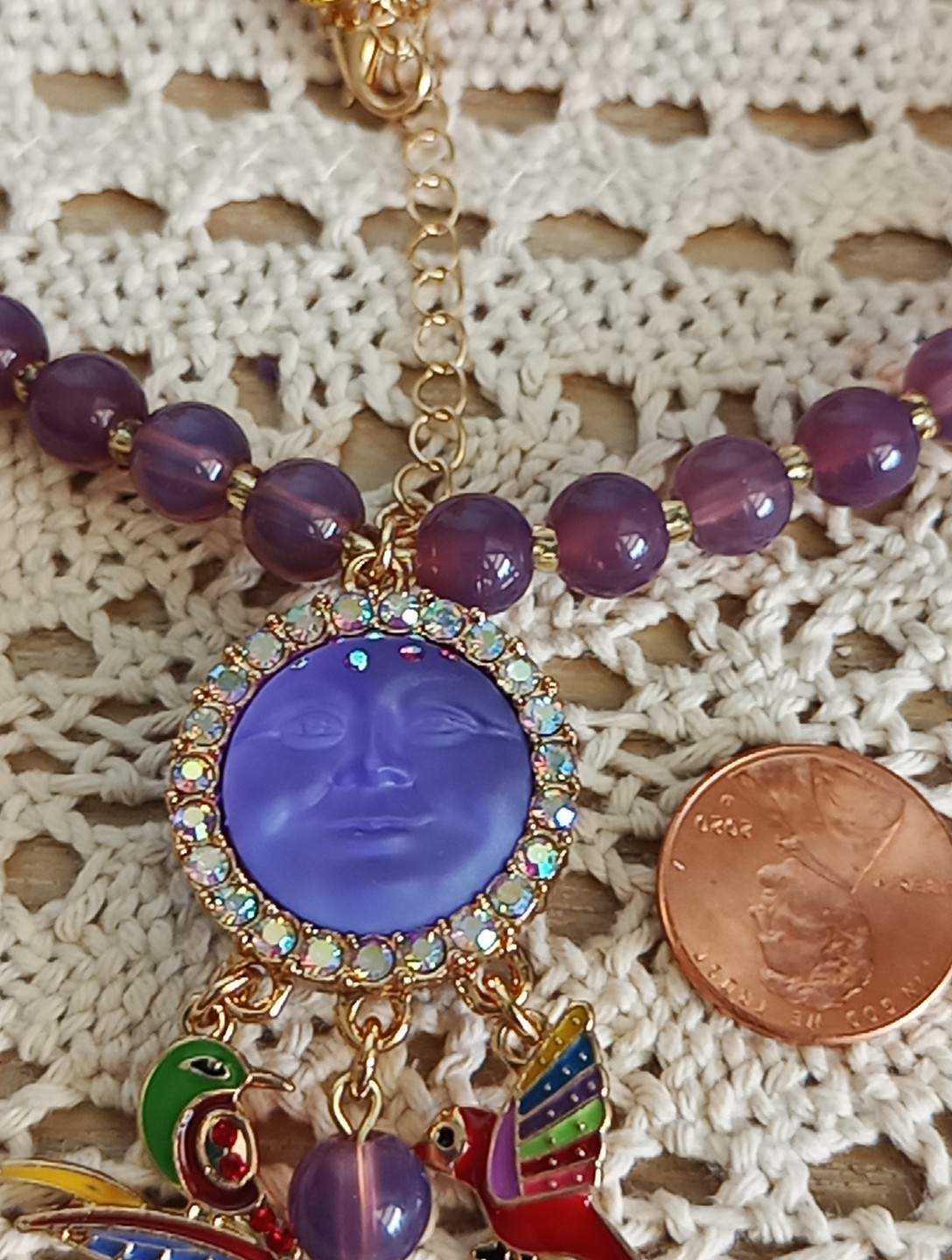 Kirks Folly Jewelry Double Sided Sea View Moon Necklace Women Gift