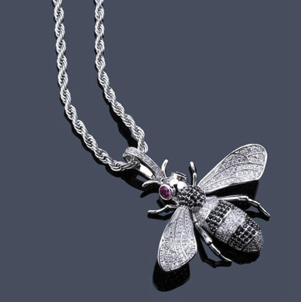 Honey Bee Pendant Necklace Silver Tone Beautiful Gift with Chain